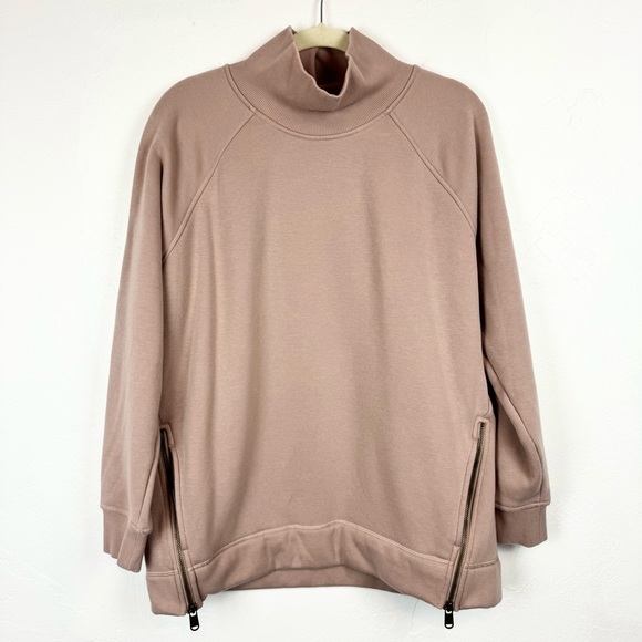 Athleta Cozy Karma Side Zip Funnel Neck Sweatshirt In Dogwood Mauve Size L - Picture 5 of 15